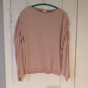 Pink sweatshirt with bell sleeves